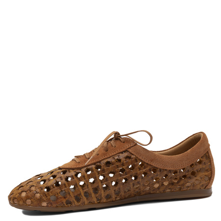 Maciejka Perforated Leather Lace-Up Flats Brown 07328-29/00-1