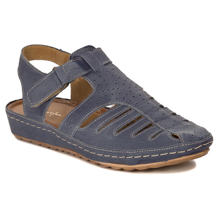 Maciejka Leather Navy Blue Women's Sandals