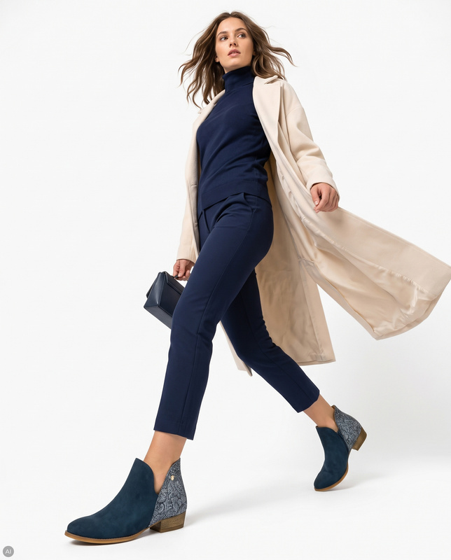 Maciejka Ankle Boots Asymmetric Low Heel Navy 04091-47/00-5