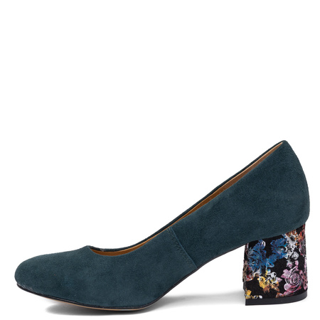 Maciejka Suede Leather Floral Block Heel Pumps Green 3356W-01/00-1