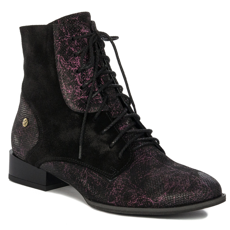 Maciejka Black and Burgundy Leather women's Boots 6193A-01/00-8