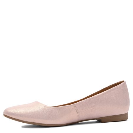 Maciejka Leather Ballerina Flats Pearly Finish Almond Toe Pink 00873-66/00-5