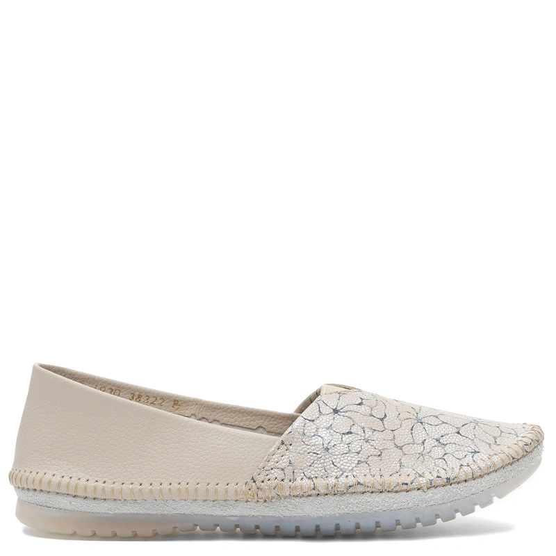 Maciejka Leather Slip-On Shoes with Floral Pattern Beige 1930B-32/00-0