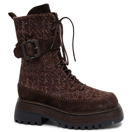 Maciejka Women's Brown Leather Platform Ankle Boots 07607-02/00-8