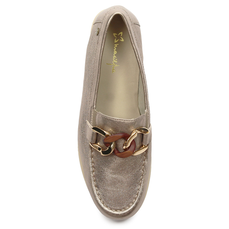 Maciejka Gold Leather Flat Shoes P6507-25/00-1