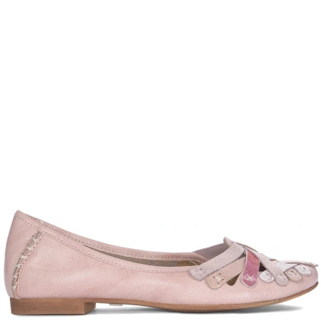 Maciejka Leather Ballet Flats Interlaced Hand-Stitched Pink 01358-51/00-0