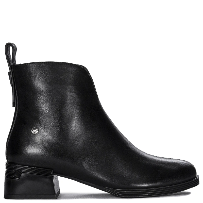 Maciejka Leather Ankle Boots Low Square Heel Black N3118-01/00-8