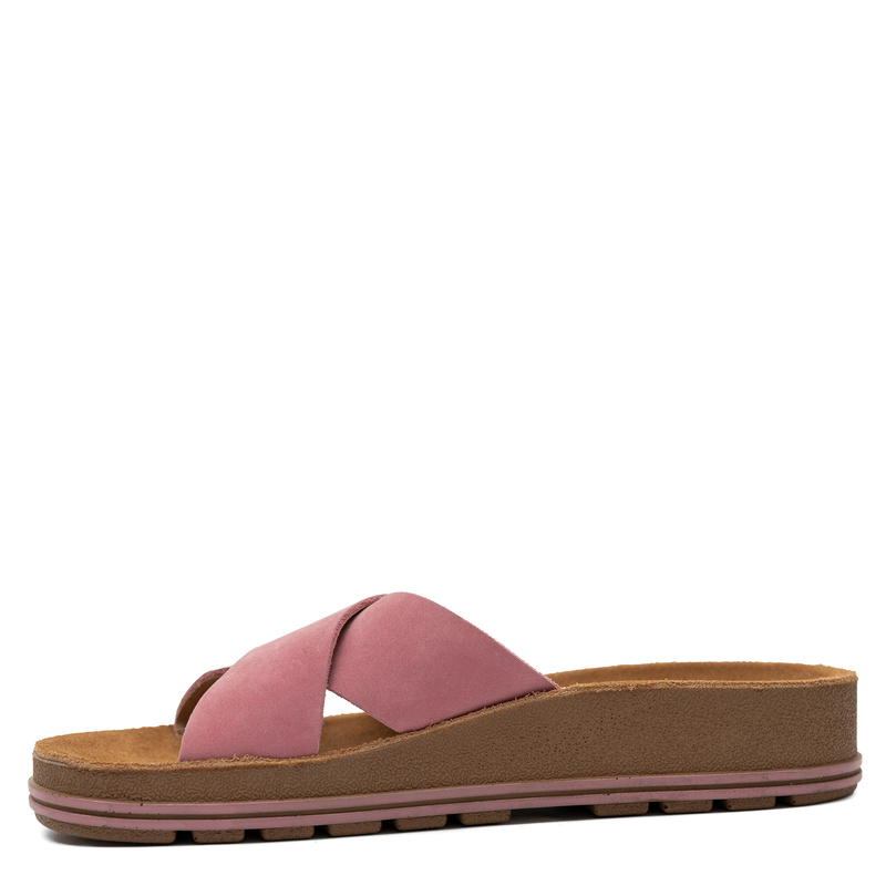 Maciejka Leather Slides Cross-Strap Platform Pink P7504-15/00-0
