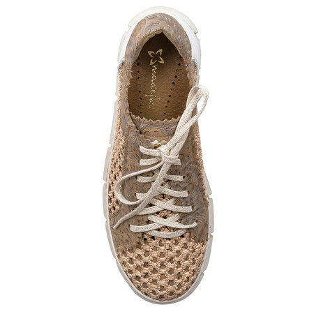 Maciejka Openwork Leather Platform Lace-Ups Beige 05850-04/00-1