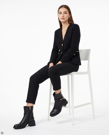 Maciejka Leather Ankle Boots Block Heel Zip Black K7183-01/00-8
