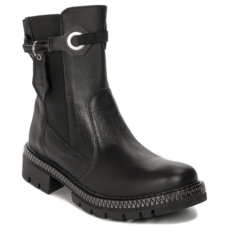 Maciejka Black Leather Women's Boots 05727-01/00-6