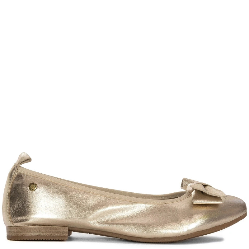 Maciejka Leather Ballerinas Metallic Bow Gold P6802-25/00-0