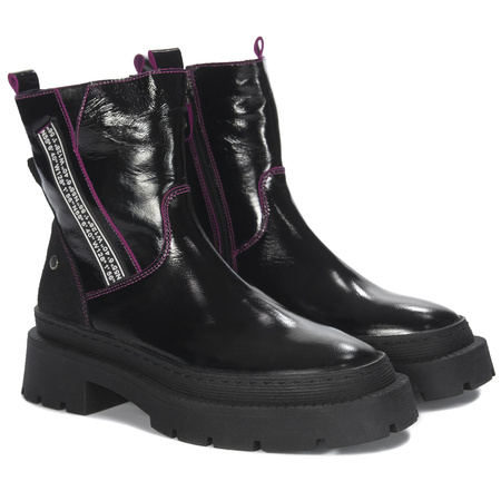 Maciejka Black + Fuchsia Leather Women's Boots
