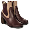 Maciejka Chelsea Ankle Boots Leather Contrast Trim Burgundy 03759-23/00-3
