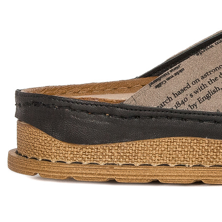 Maciejka Black&Brown Women's Leather Slides