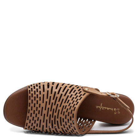 Maciejka Leather Sandals Openwork Artistic Beige E7392-04/00-1