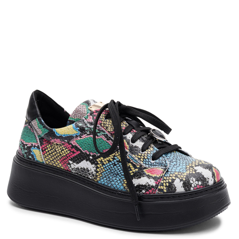 Maciejka Women's Leather Platform Sneakers Multicolor Snakeskin Pattern 6191W-09/00-8