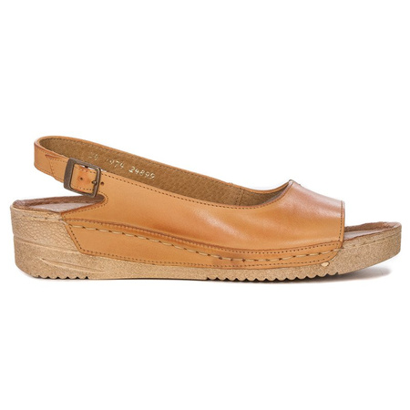 Maciejka Leather Platform Sandals Brown-Rust 01974-31/00-5