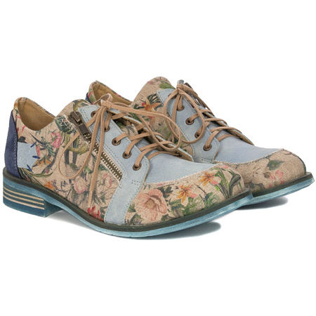 Maciejka Women's Light Blue+Flowers Shoes