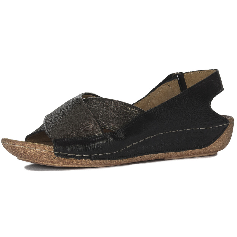 Maciejka Skórzane Sandały Z Przeplatanymi Paskami Czarne 00994-63/00-5