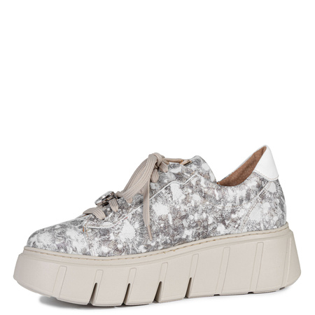 Maciejka Leather Platform Sneakers with Decorative Detail White-Grey-Copper 6891W-02/00-8
