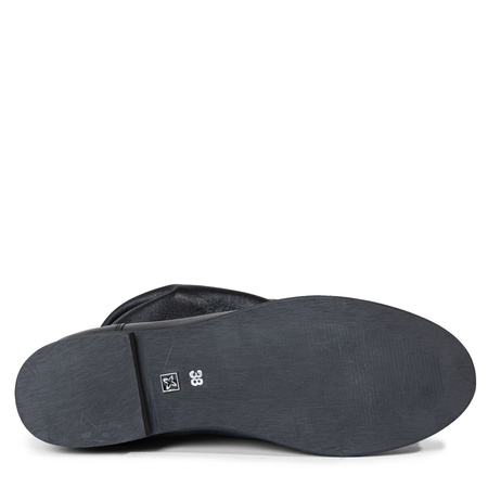 Maciejka Kozaki Skórzane Slouchy Płaskie Czarne 05057-20/00-6