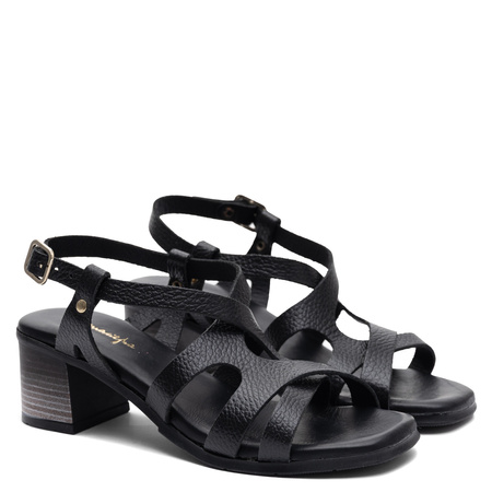 Maciejka Leather Block Heel Sandals Black E7399-01/00-1