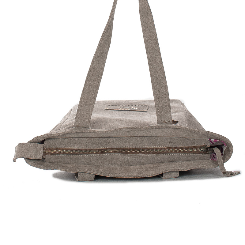 Maciejka Women's Grey Velor Leather Handbag