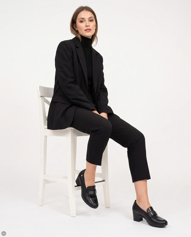 Maciejka Leather Block-Heel Pumps Patent Black 06285-01/00-7