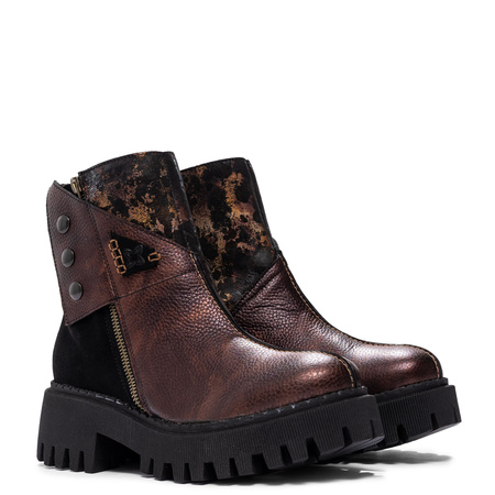 Maciejka Craftsmanship Ankle Boots Platform Double-Zip Metallic Bronze 06140-02/00-8