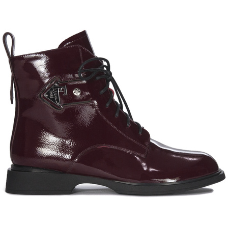 Maciejka Women’s Ankle Boots Patent Leather Lace-Up Burgundy N3131-23/00-8