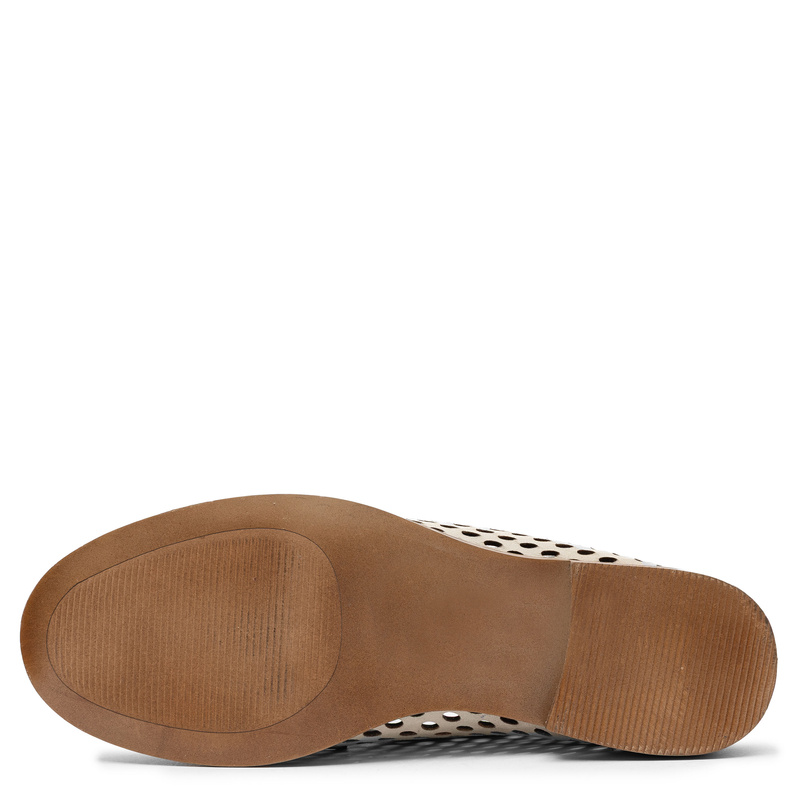 Maciejka Leather Openwork Loafers with Tassels Beige–Navy HJ760-17/00-1