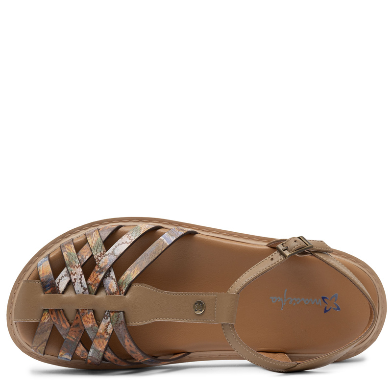 Maciejka Leather Sandals Closed Toe Flat Sole Beige K7442-04/00-1