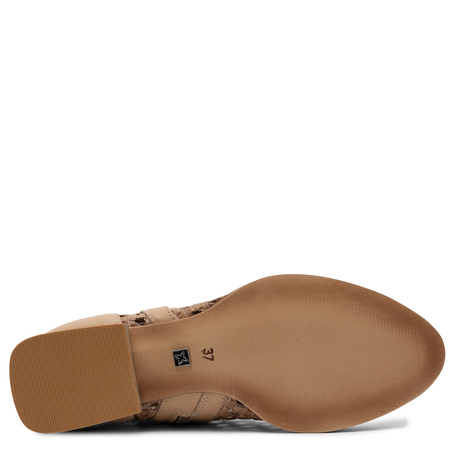 Maciejka Botki Skórzane Ażurowe Beżowe 06397-29/00-1