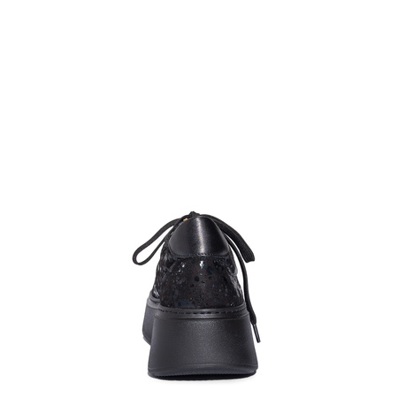 Maciejka Leather Sneakers Platform Jeweled Detail Black 6191W-02/00-8