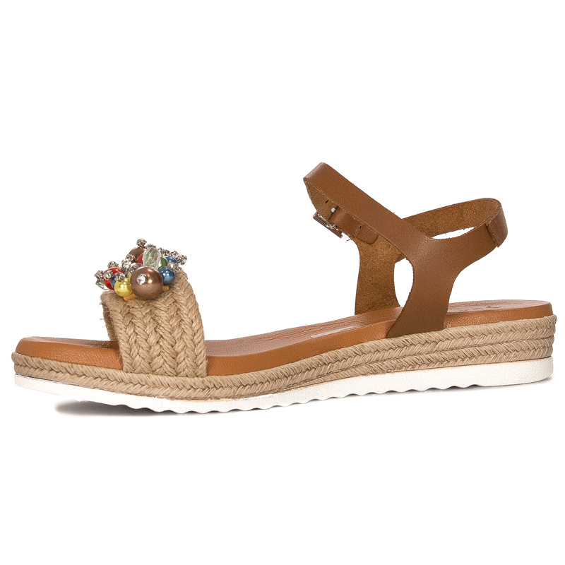 Maciejka brown leather women's espadrilles sandals