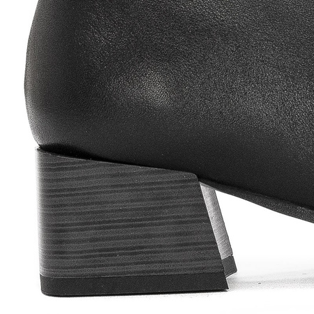 Maciejka Botki damskie skórzane ocieplane czarny