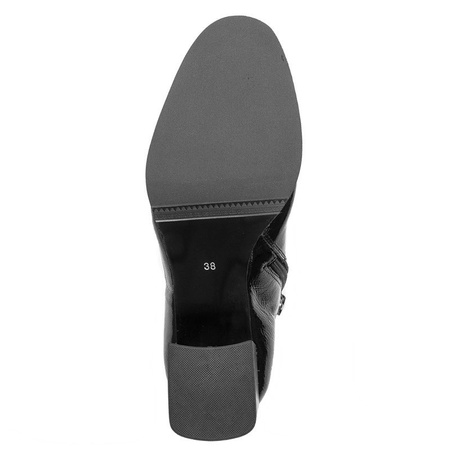 Maciejka Ankle Boots Patent Leather Low Block Heel Black 04777-20/00-3