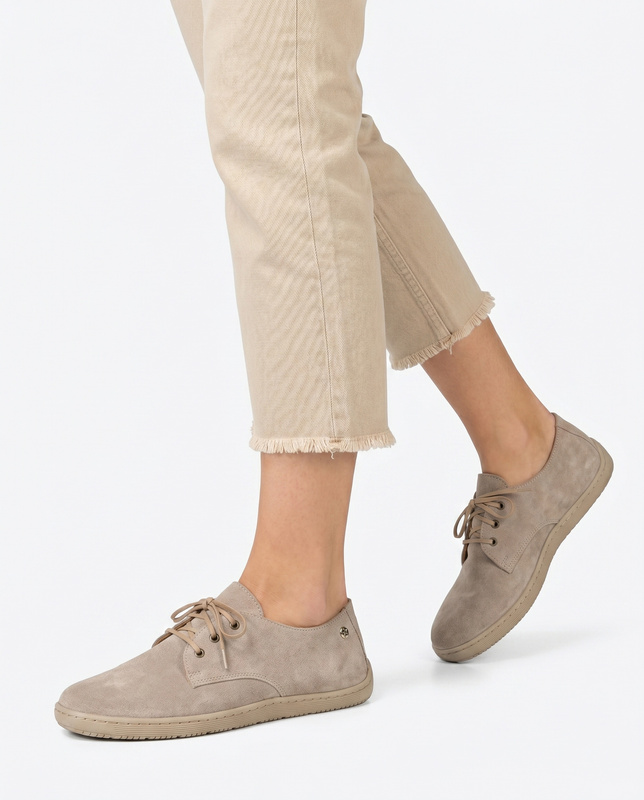 Maciejka Skórzane Półbuty BAREFOOT Beżowe 06900-04/00-1