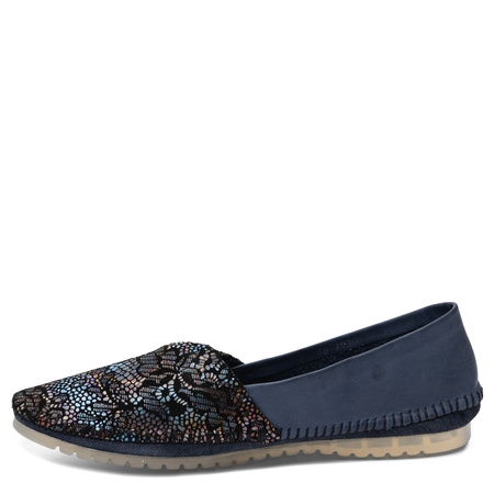 Maciejka Leather Artistic Patterned Low Shoes Navy Blue 1930W-11/00-0
