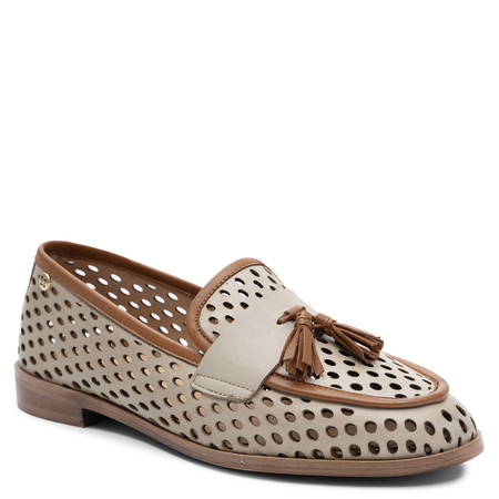 Maciejka Leather Perforated Loafers Beige-Brown HJ760-14/00-1