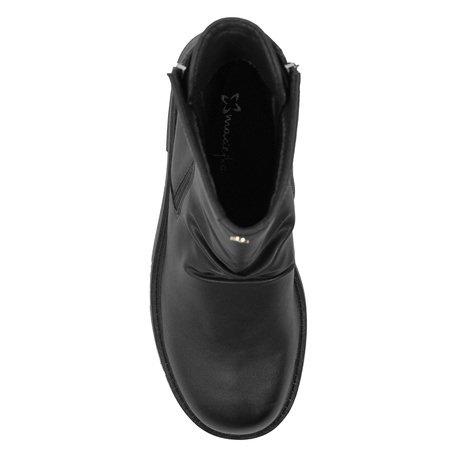 Maciejka Botki Skórzane Podwójny Zamek Czarne A7159-01/00-7