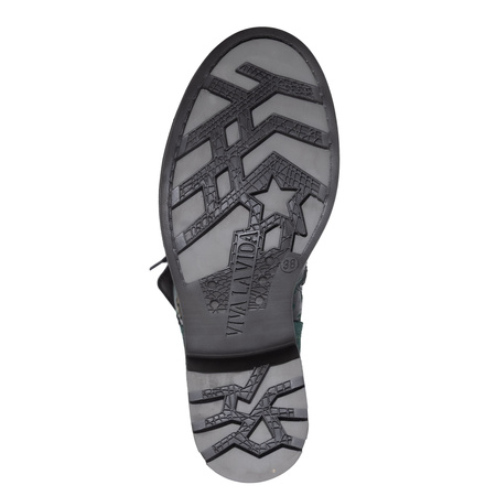 Maciejka Leather Lace-Up Boots Gold Chain Green 07097-09/00-8