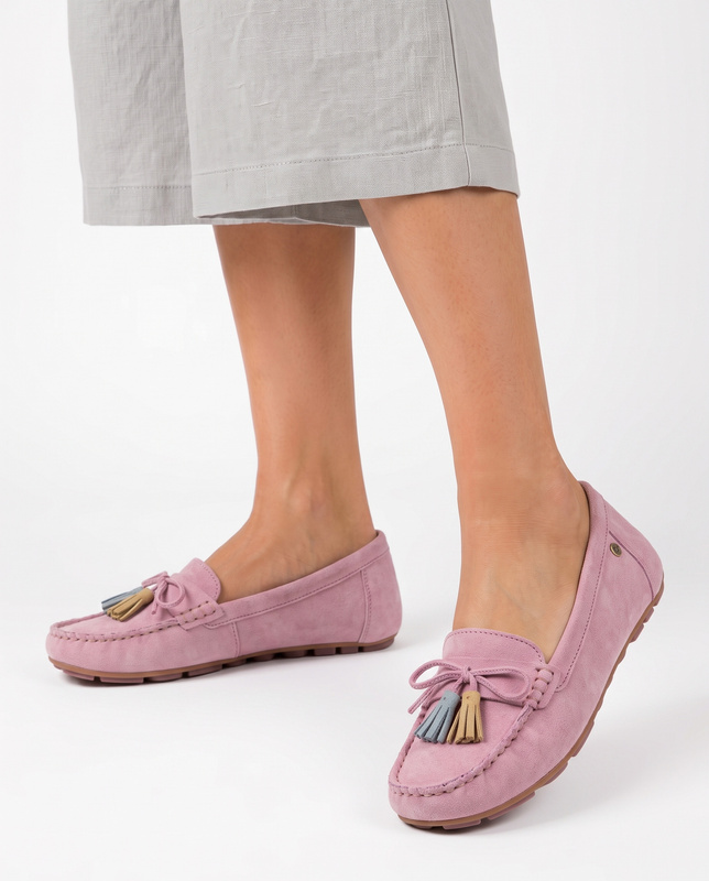 Maciejka Suede Women Loafers With Tassels Pink PR767-15/00-1