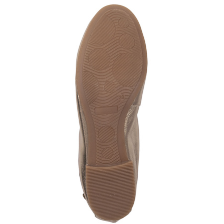 Maciejka Leather Ballet Flats With Bow Flat Heel Gold P6800-25/00-0