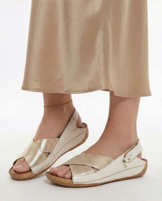 Maciejka Leather Sandals White Gold 00994-37/00-5