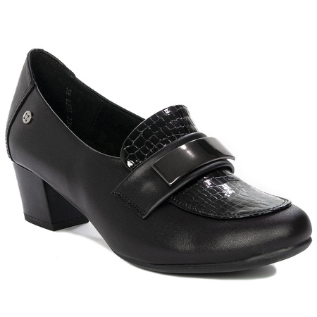 Maciejka Leather Block-Heel Pumps Patent Black 06285-01/00-7