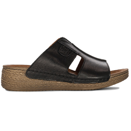 Maciejka Black Women's Leather Slides