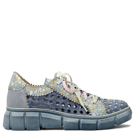 Maciejka Leather Perforated Platform Shoes Pastel Blue 05850-17/00-1