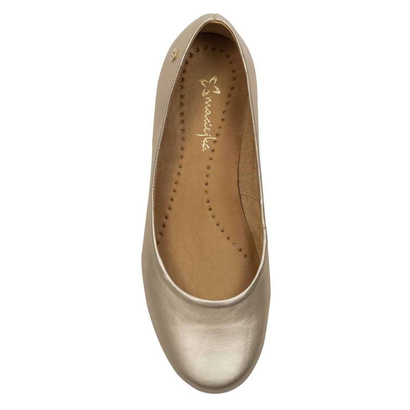 Maciejka leather Gold Ballerinas 00903-65/00-5